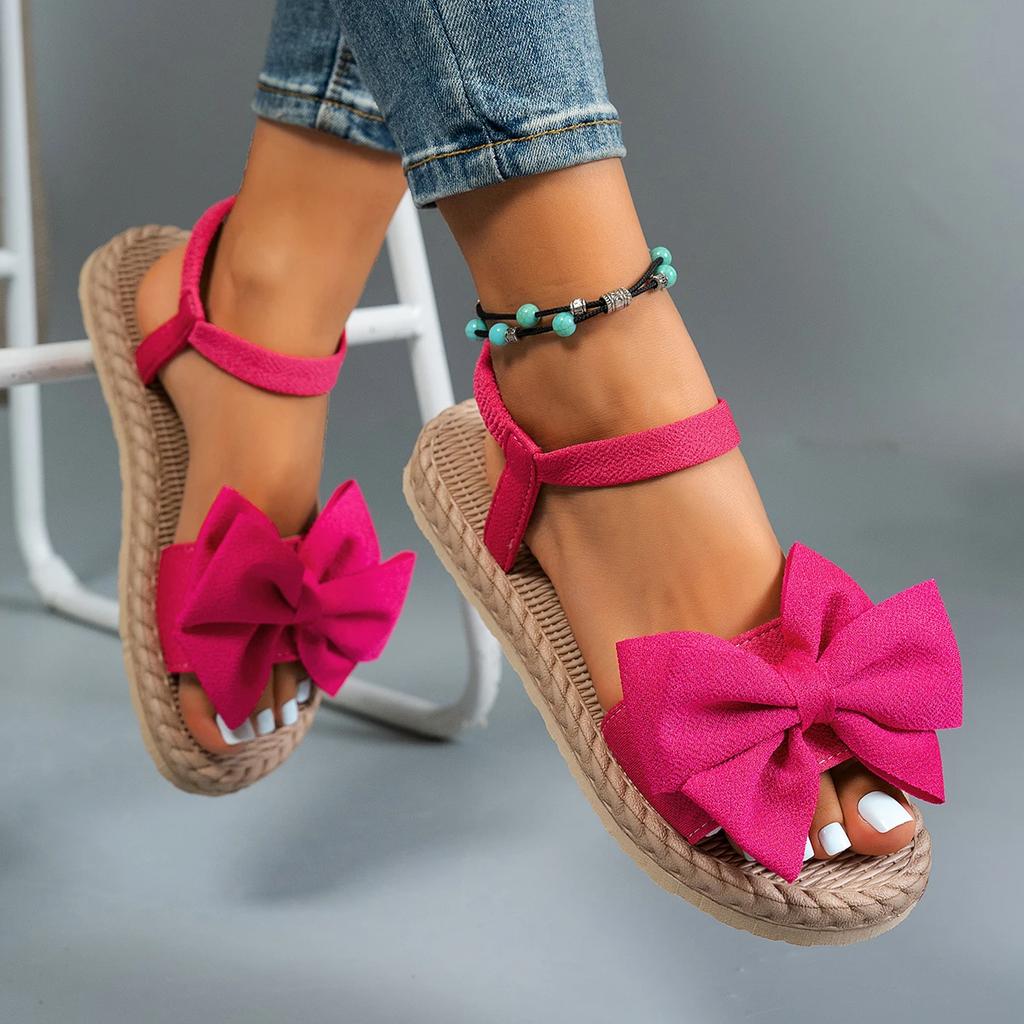 Fashion Women Sandals 2025 New Summer Lightweight Sandals Women Fashion Beach Casual Sandals Outdoor Bow Tie Home Flat Shoes for Women