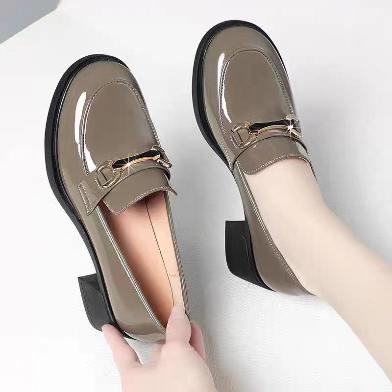 2024 Dámské mokasíny z pravé kůže na robustním podpatku - Jarní & Podzimní britský styl jediné boty