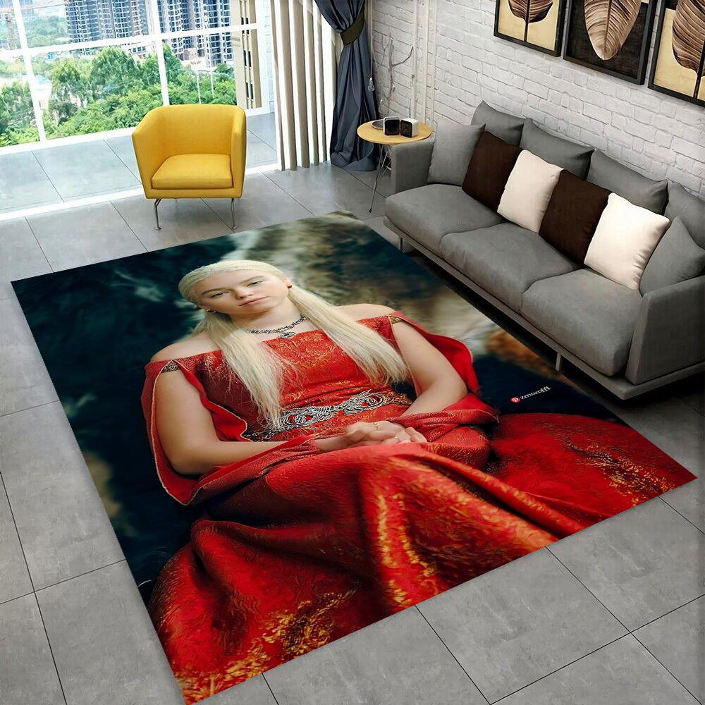 Tappeto Area Tappeto Tappeto TV Film House of The Dragon per Casa Soggiorno Camera da Letto Divano Zerbino Decorazioni, Tappetino Antiscivolo per Giochi Bambini 3D