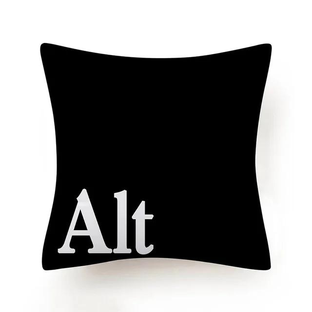 Keyboard Jeanette Alt Del Ctrl Letter Pattern Hug Cushion Cover Black and White Home Decor Home Car Comfort Cushion Cover    ...
