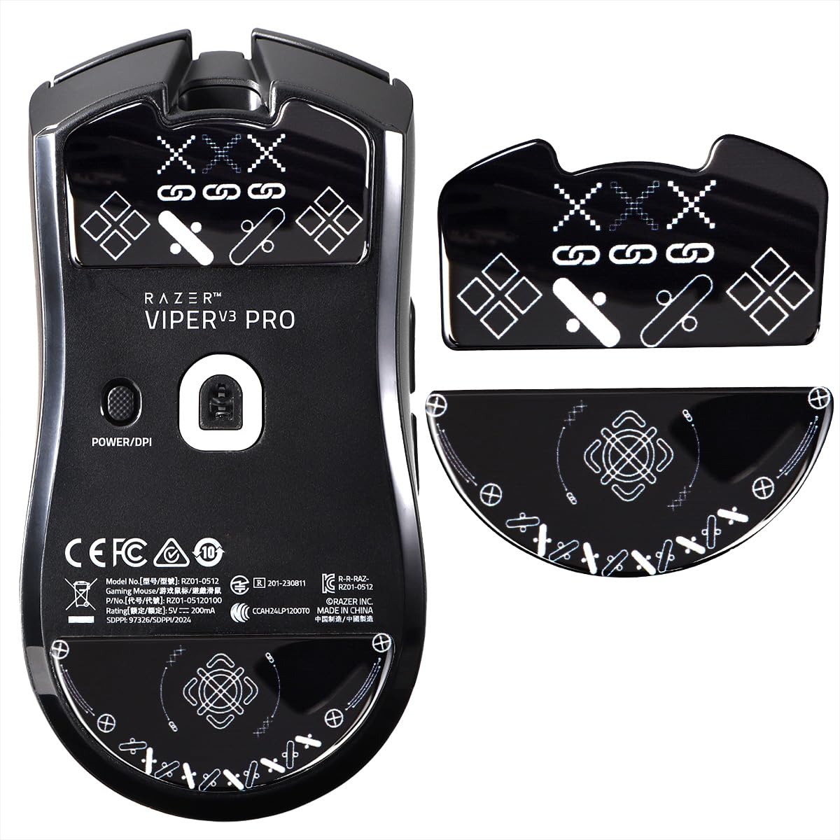 

IMMOENUC Mouse Soles for Viper V3 Pro Mouse Feet Glass Foot Pads for Mouse Circular Design Thin Durable Low Friction Gaming Mouse Accessories Hatch