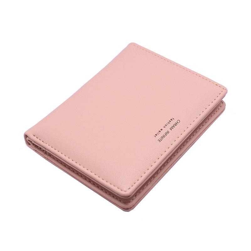 Women's Simple Letter Bifold Short Wallet Thin Solid Color Versatile Credit Card Holder Casual Fashionable Clutch