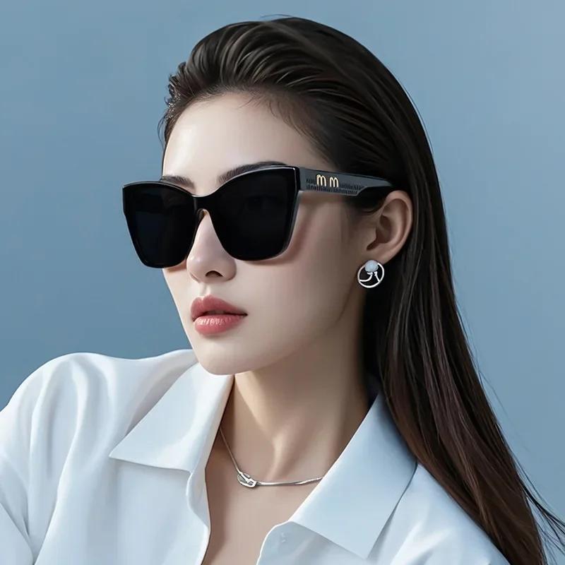 Women's Fashionable and Retro Cat-eye Sunglasses UV400 Ultraviolet-proof Outdoor Large Frame Shades Glasses Eye Protection