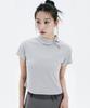 Hanahi Polka Dot Round Collar Tee Gray