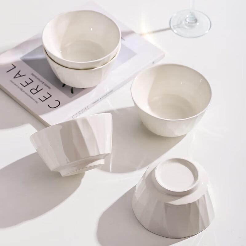 Simple White Ceramic Rice Bowls