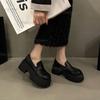Women Loafers Thick High Heel Shoes Pu Leather Platform British Female Pumps Heightening Brown Slip on Design Punk Lolita Shoes