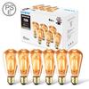 LVWIT ST64 Edison Filament LED Bulbs, E26 Base (6W), 60W Equivalent, 720LM, Warm White, Brown, for Chandeliers, Retro Bulbs, Non-Dimmable, Pack of 6