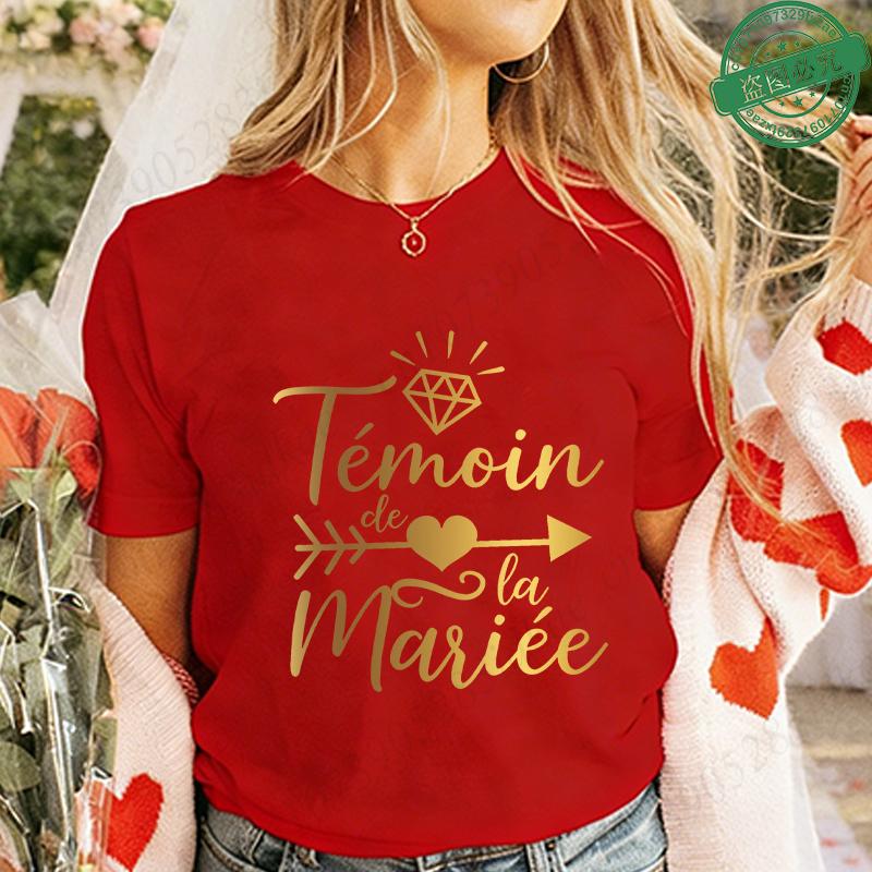 French Bachelorette EVJF Party T-Shirts Future Bride Team Gold Foil Print Women Clothing Short Sleeve Tees for Bridal Shower