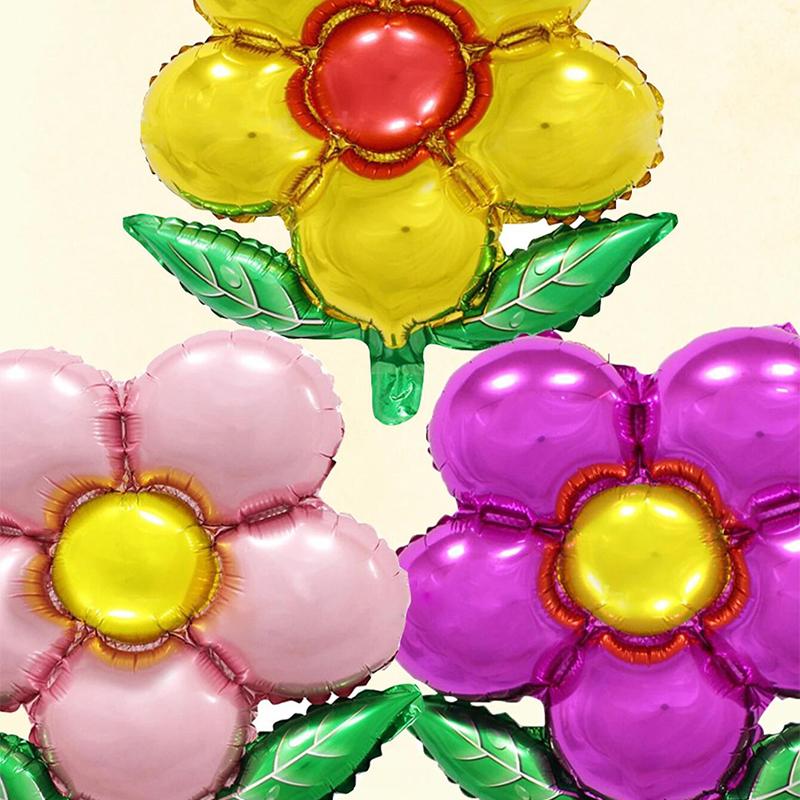 3pcs Flower Balloons Pink Rose Red Purple Flower Balloon Children's Birthday Party Wedding Decorations Air Balloon