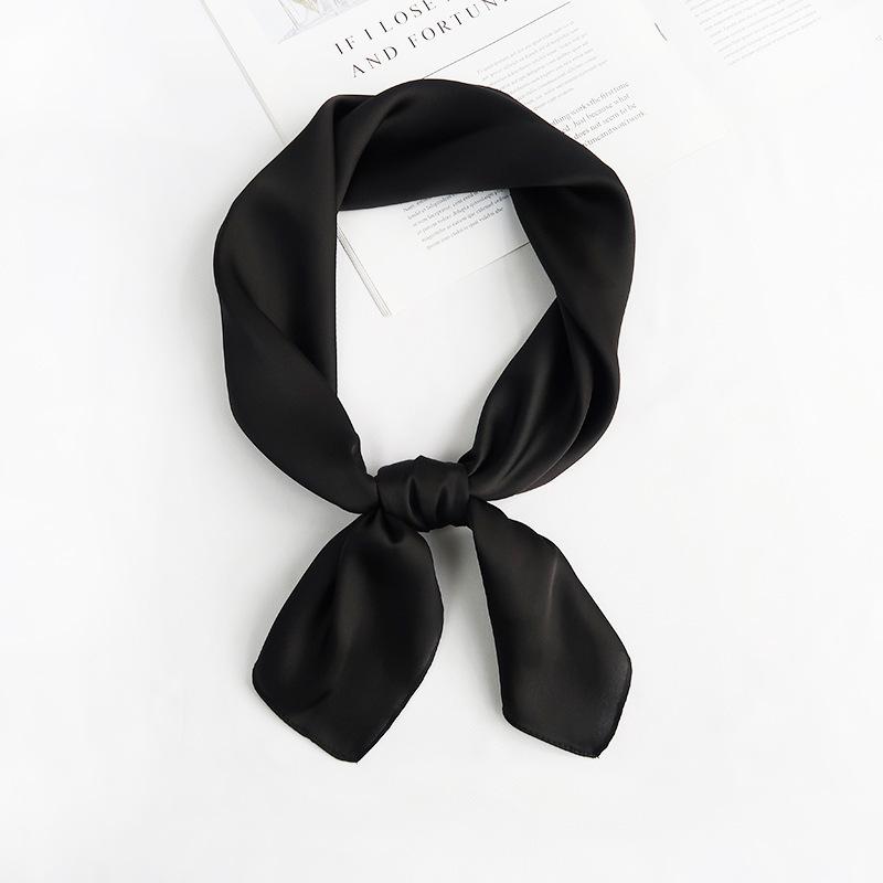 Solid Color 70 Small Square Scarf Silk Scarf Women'S Simple And Versatile Spring And Summer Professional Decoration Monochrome Small Scarf Scarf