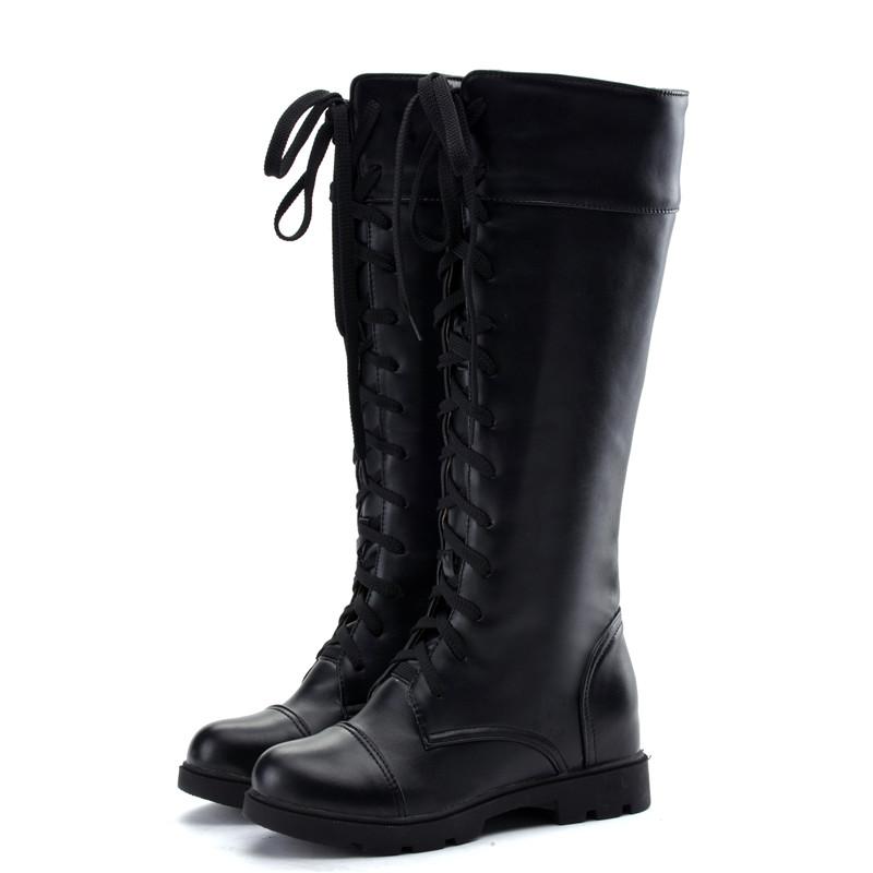 Women's Low-heeled Medium Boots Autumn and Winter New Solid Color Large-size Thick-heeled Roman Casual Boots