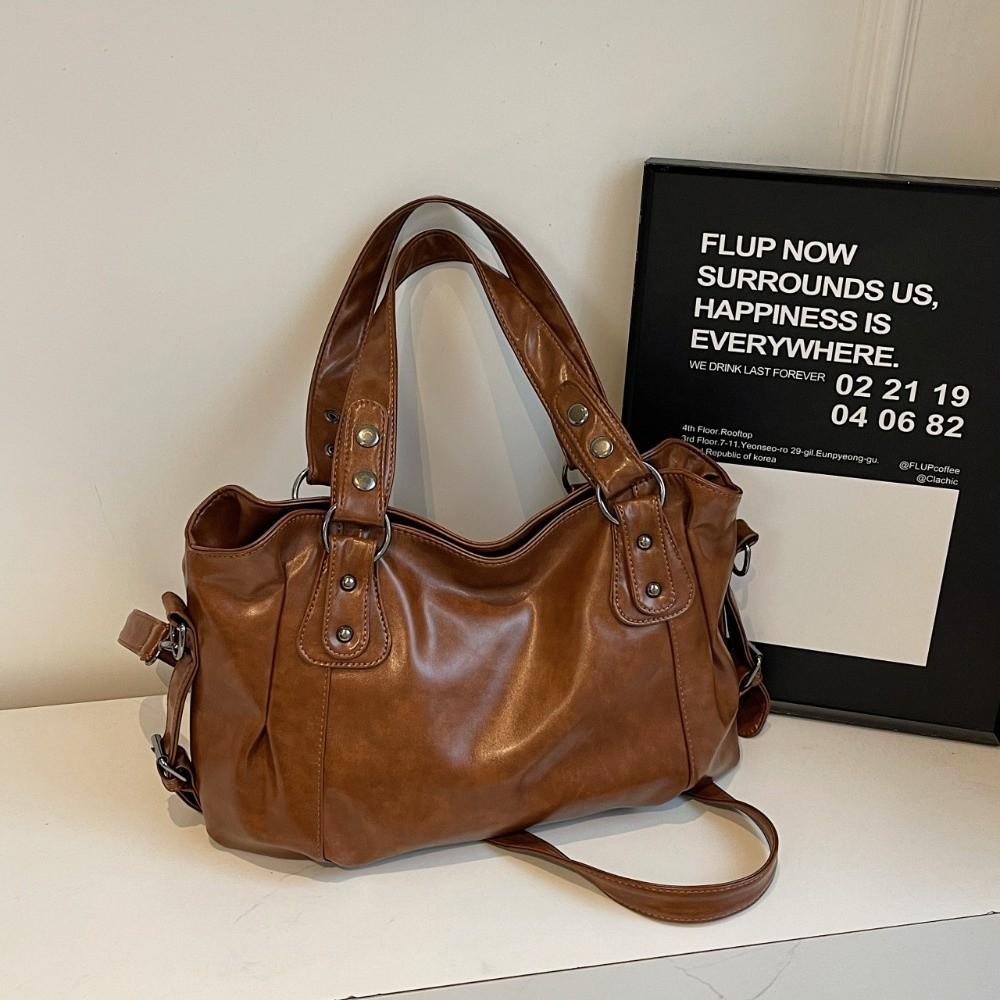 Large Capacity Handbag Zipper Closure Tote Bag Vintage Hobo Bag Work Commute