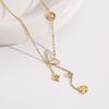 Elegant 18K Plated Titanium Steel Cross Necklace for Women - Light Luxury Clavicle Chain That Resists Fading