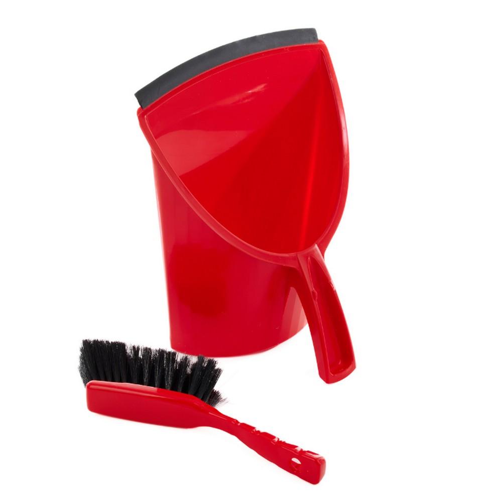 Leecroft SCOOPA Dustpan & Brush Stiff Red