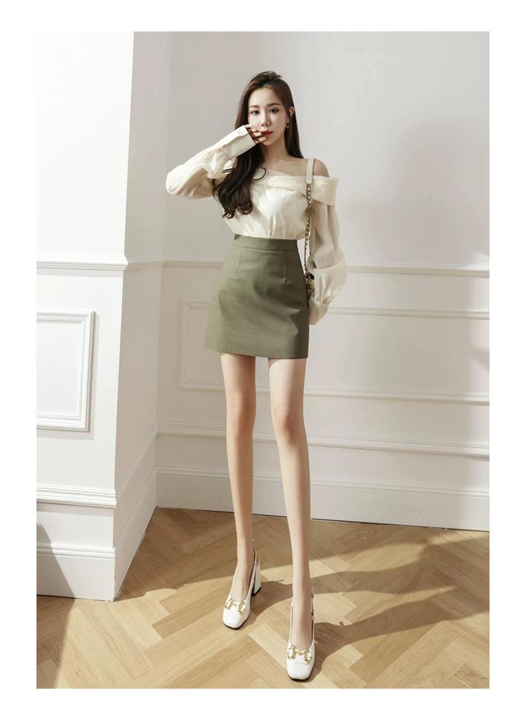 Chic Women's High-Waist A-line Leather Midi Skirt - Slimming & Versatile Spring Wear