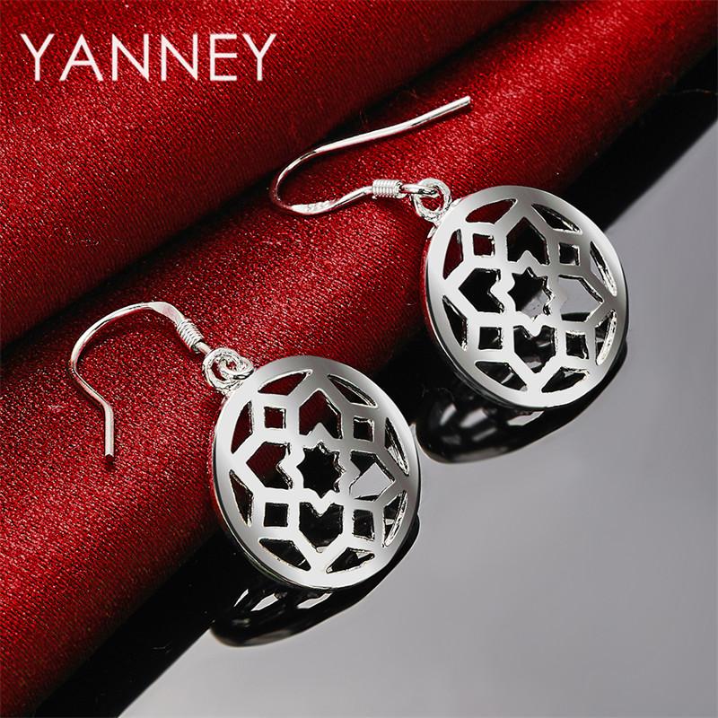 925 Sterling Silver Exquisite Floral Openwork Pendant Earrings, Fashionable Wedding Gift for Women, Jewelry