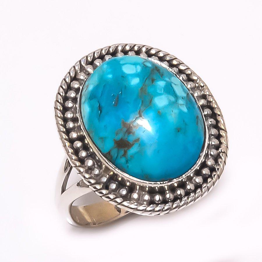 Natural Tibetan Turquoise Gemstone 925 Solid Sterling Silver Gift Ring S.7 u0G11