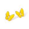 Enamel Drip Butterfly Stud Earrings for Women, Fashionable High-End Stainless Steel PVD Gold, Versatile Retro Design.