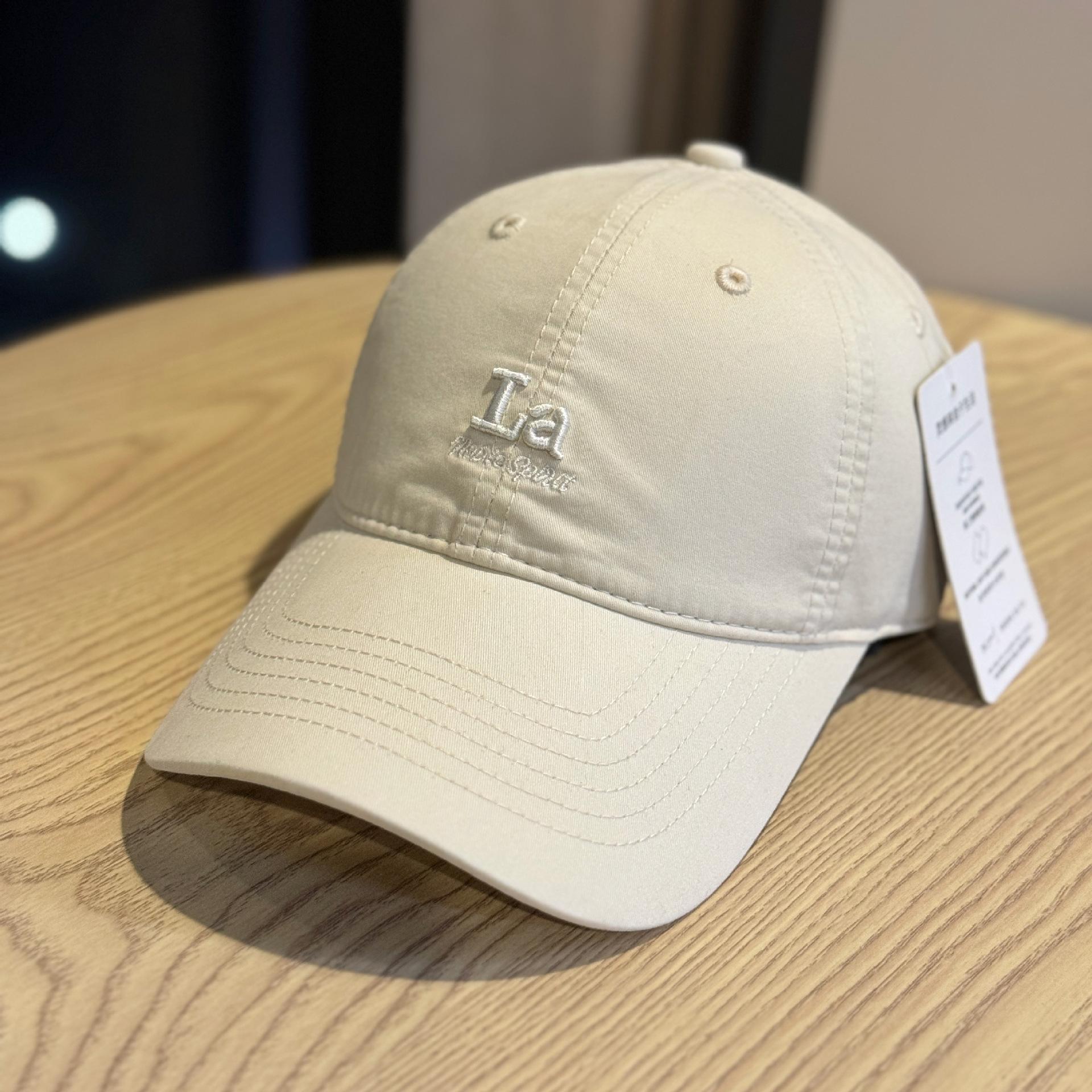 

New versatile soft-top large head circumference sun-shading duckbill cap for men, Korean style trendy letter cap, women s embroidered baseball cap Adult54-60Adjustable бежевый
