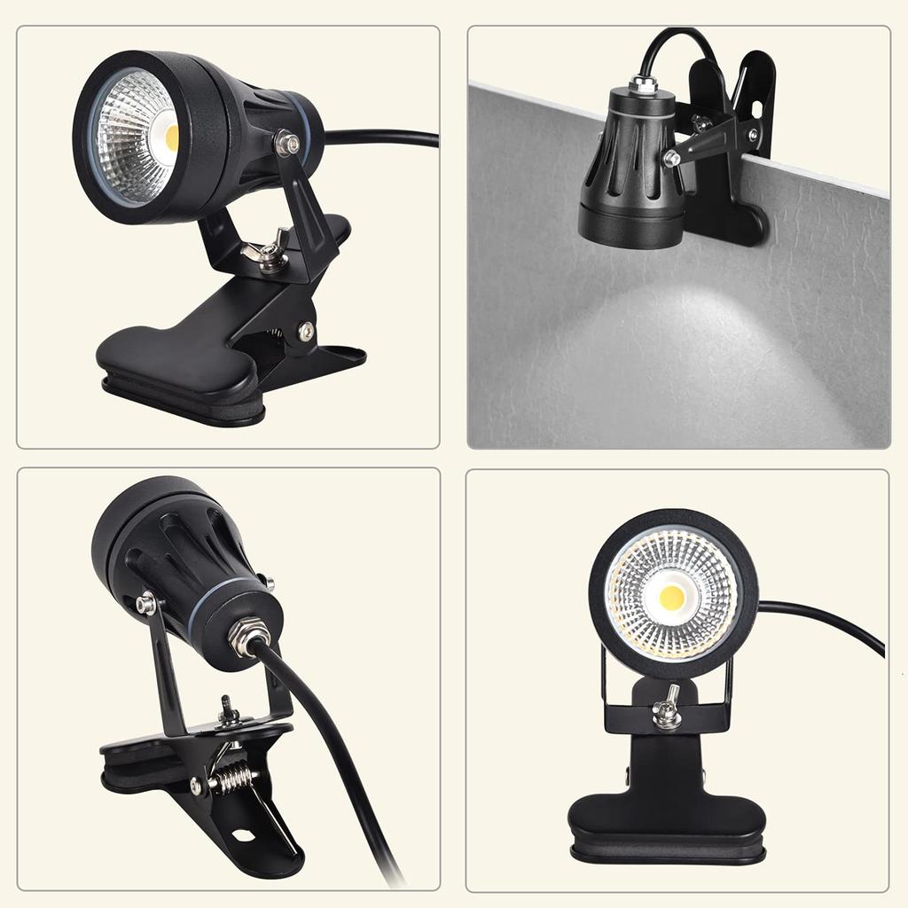 Okalumi Waterproof LED Clip-on Spotlight, Outdoor, Daylight White, 6000K, 9W, Compact, for Indoor and Outdoor Use, Sign Lighting, Store Signs,