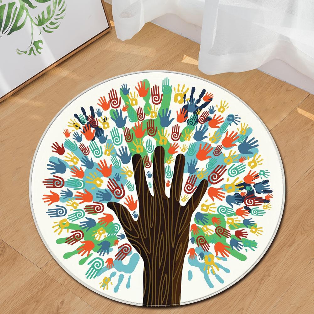 Moderní kulatý koberec Počítačová židle Dětský pokoj Koberec 3D tisk Ložnice Podlaha Noční Rohož Dekorační koberec do obývacího pokoje