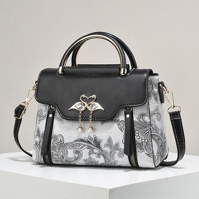 New Fashion Color-Blocking Printed Handbag PU Waterproof Large-capacity Shoulder Bag Temperament Commuter Crossbody Bag
