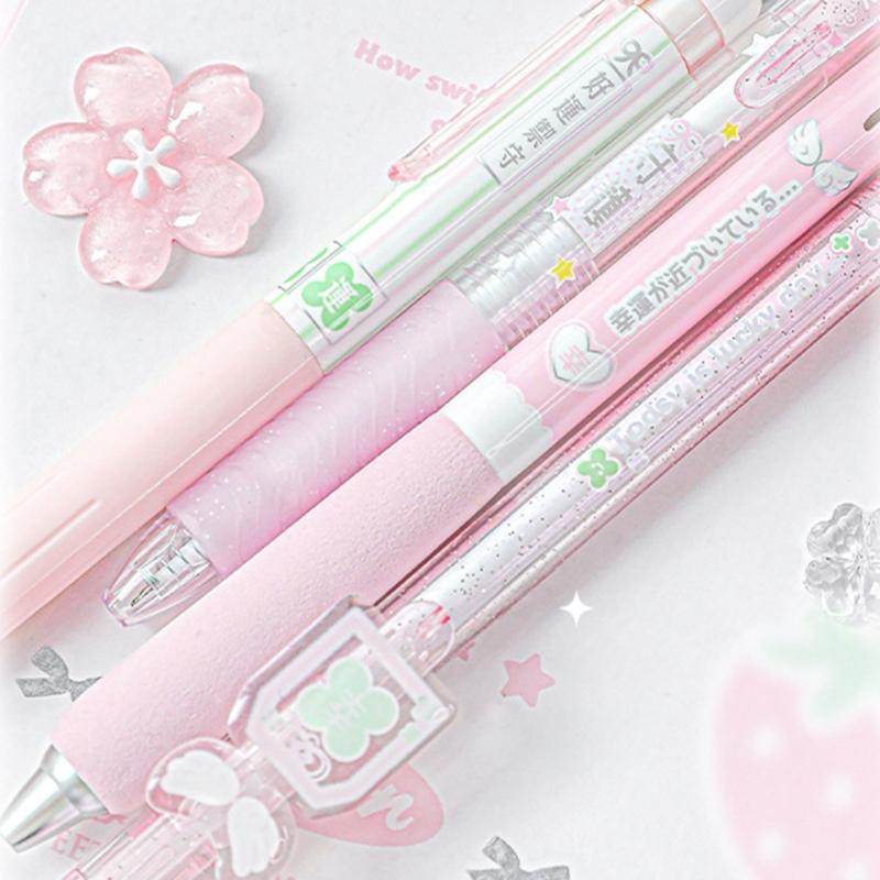 4PCS Ergonomic Handle Gel Inks Pen Refillable Retractable Gel Pen with Plastic Clip 0.5MM Black Inks for Office School
