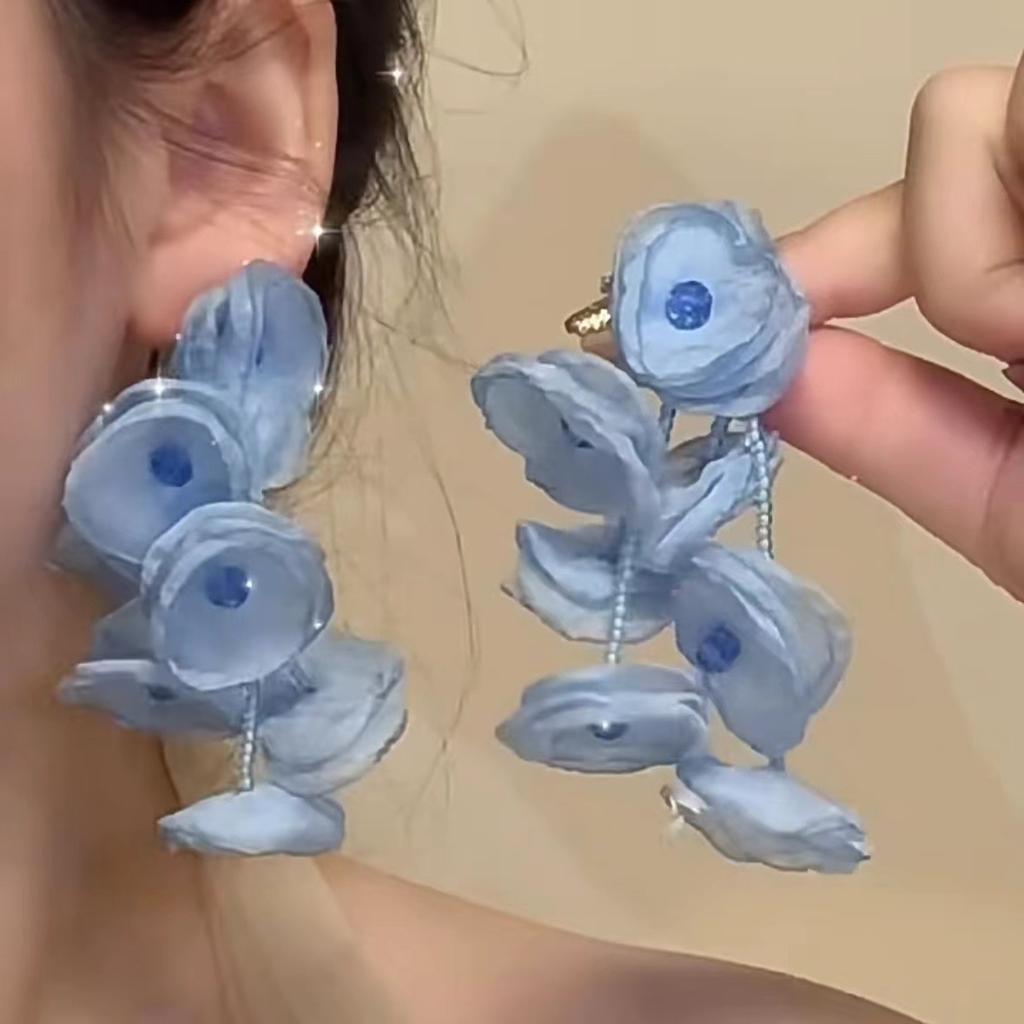 Mesh Flower Earrings Retro Small Fresh Personalized Versatile Stud Earrings Trendy New Design Earrings