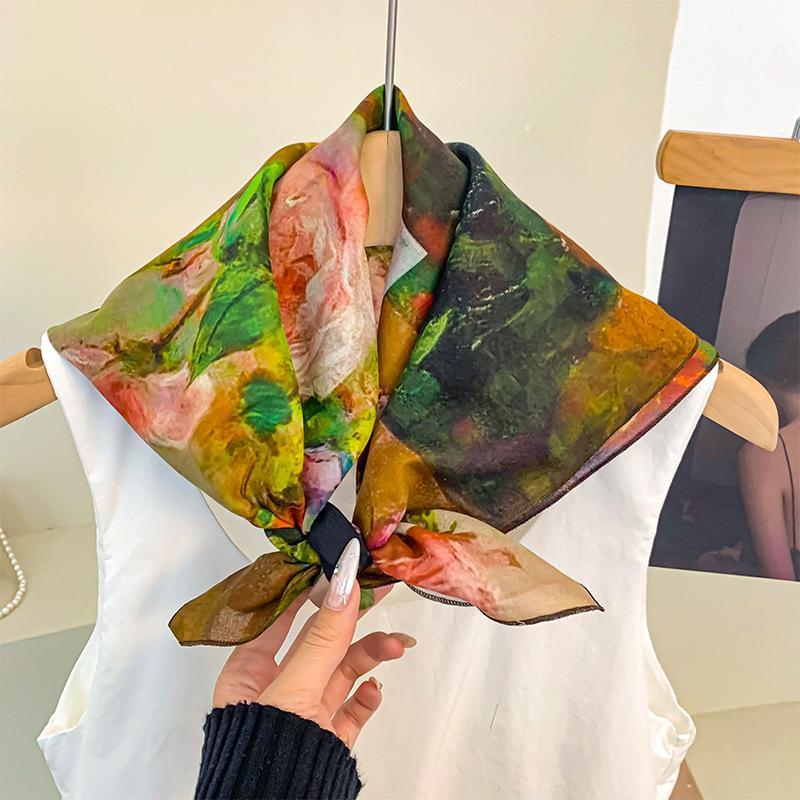 

100% cotton square scarf silk scarf high-end double-sided printing neck protection scarf shawl head scarf headband silk scarf