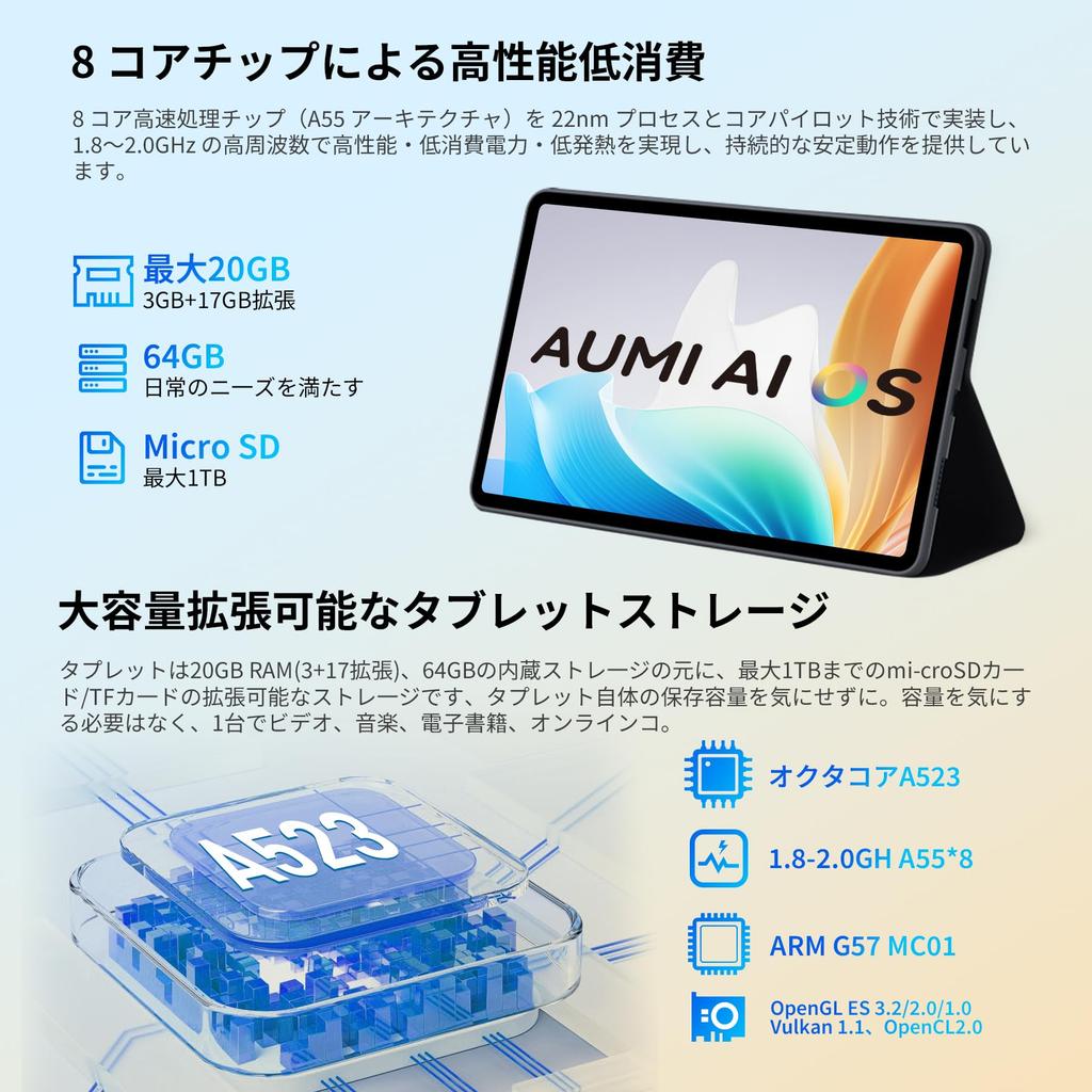 Android TF Card Thin and IPS Widevine L1 GMS Wireless Split Japanese Instruction Manual 10-inch Wi-Fi Tablet, 15, 20GB+64GB+1TB Expansion,