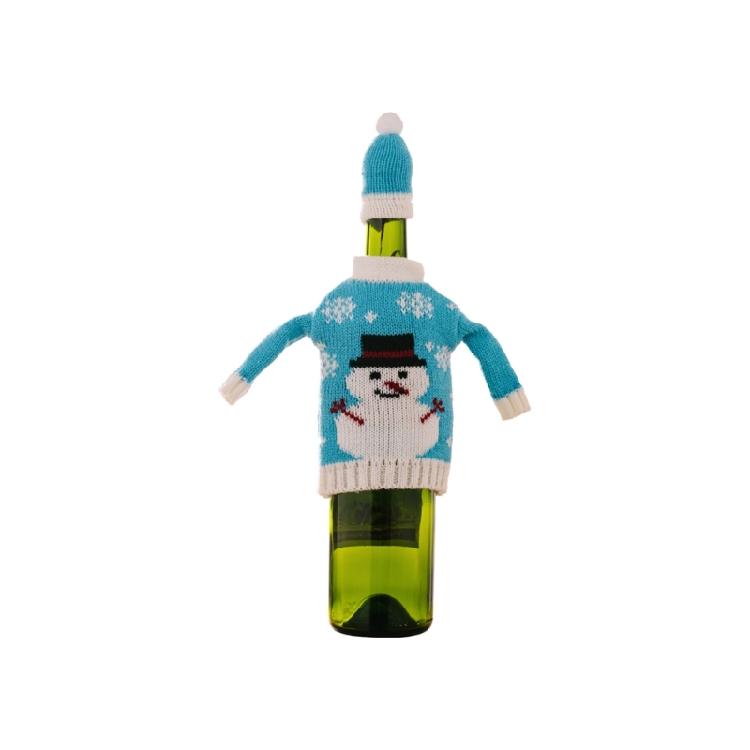 Handmade Christmas Themed Knitted Bottle Cover Festival Champagne Decoration Soft Protective Sleeve For Wine Gifts