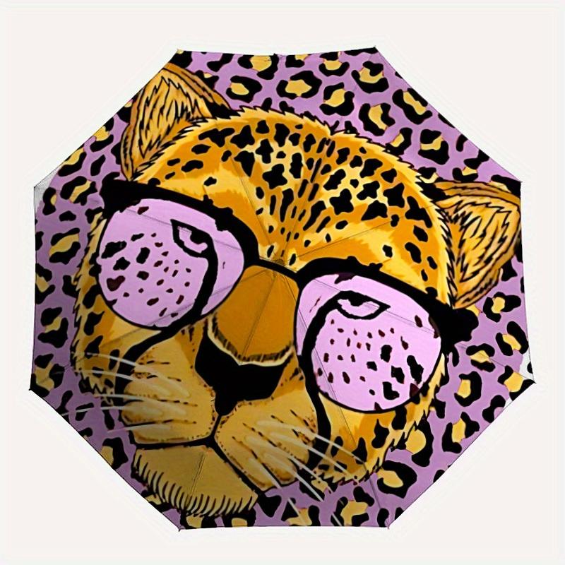

1pc Leopard PrintAutomatic Folding Umbrella, Portable & Foldable Design with 8 Ribs, Casual Outdoor Accessory yy250804149
