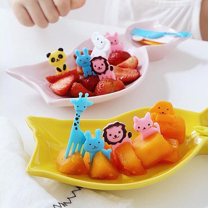 7/8/10 ks Dort Dezert Párty příslušenství Mini jídlo Sada ovocných vidliček Kid Cute Bento Box Dekor Dezertní vidličky Kreslené párátko