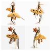 Cute Plush Keychain with Face Soft Fluffy Croissant Baguette Pendant Smiling Bread Bag Charm