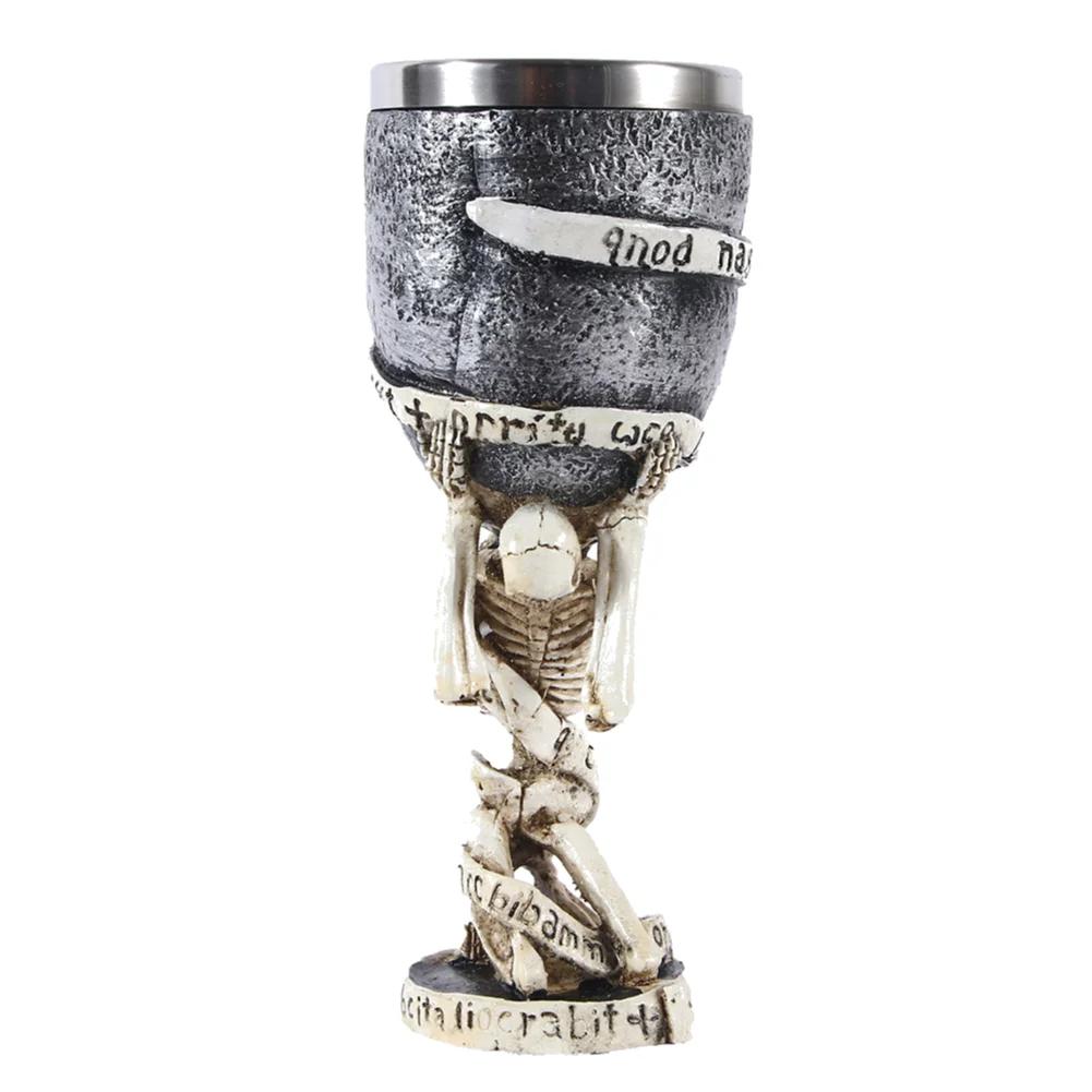 Edelstahl Totenkopf Tasse Bier Kaffee Tasse Wikinger Trinkbecher Skelett Harz Bier Tasse Halloween Geschenk Dekoration Ornament