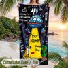 Adventure Alphabet Land Theme Quick Dry Beach Towel Custom Name Text Print Large Sand Resistant Towel Beach Vacation