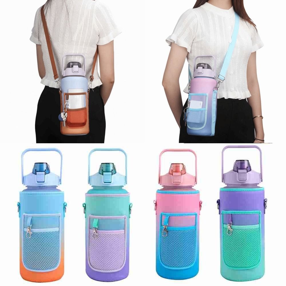 Half Gallon Water Bottle Cover 2L Capacity Thermo Pouch Carrying Strap Water Bottle Case  Gym