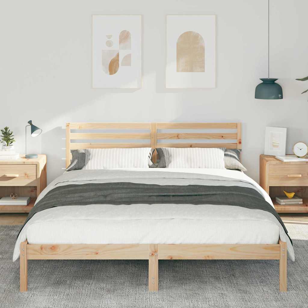 Bed Frame with Headboard Brown 160 x 210 cm Solid Pine Wood