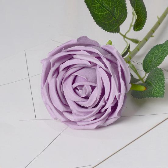Artificial Rose Flower Big Bloom Fake Silk Rose Flower Realistic Faux Long Stem Rose Bouquet with Leaves for Home Kitchen Party Wedding Decor