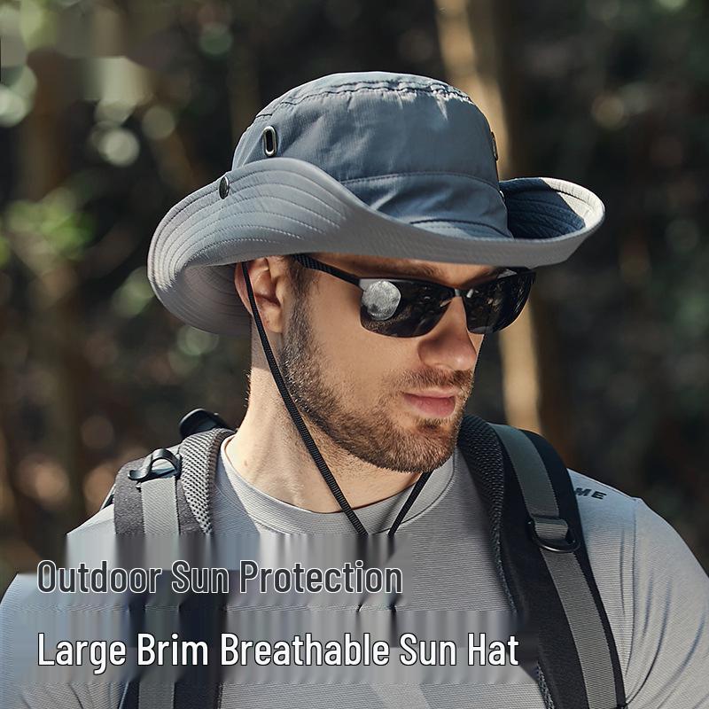 Men's Spring/Summer Fisherman Hat - Versatile, Large Brim, Sun Protection, Adjustable, Breathable, Perfect for Mountaineering & Fishing.