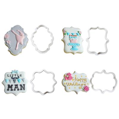 Lot de 4 Moules à Biscuits Cadre Plaque Vintage en Plastique Coupe-Biscuits Outils à Gâteau