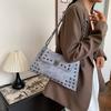 Golden Leather Texture Single Shoulder Casual Women's Hand-held Bag - Vintage Rivets Armpit Slung