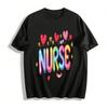 Gradient Heart Nurse Graphic Casual Top For Medical Workers Pure Cotton T-shirt