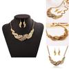 Fashion Rhinestone Decoration Feather Design Women Gold Necklace And Earring Set For Unisex Fashion And Wreath Decor