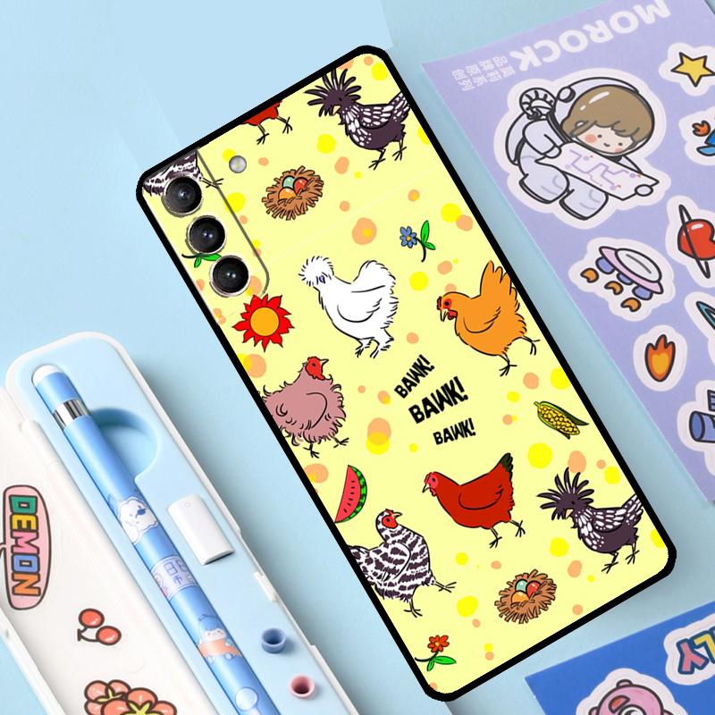 

Cartoon Chicken Rooster Case For Samsung Galaxy S25 Ultra S21 S22 S20 S24 S23 Ultra S9 S10 Plus S25 FE Cover Coque Galaxy S21