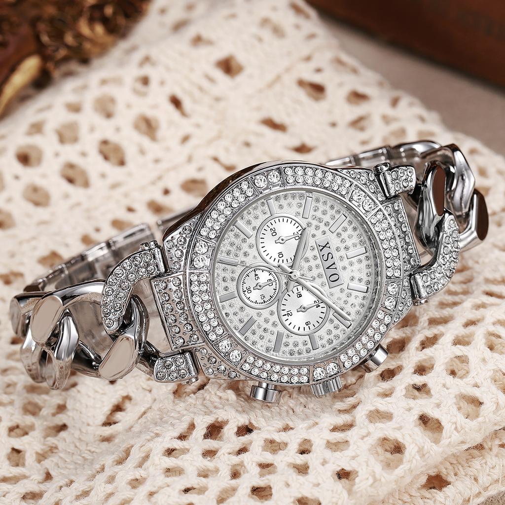 New Fashion Light Luxury Gimono Diamond Chain Strap for Women Quartz Watch for Christmas and Halloween Gifts