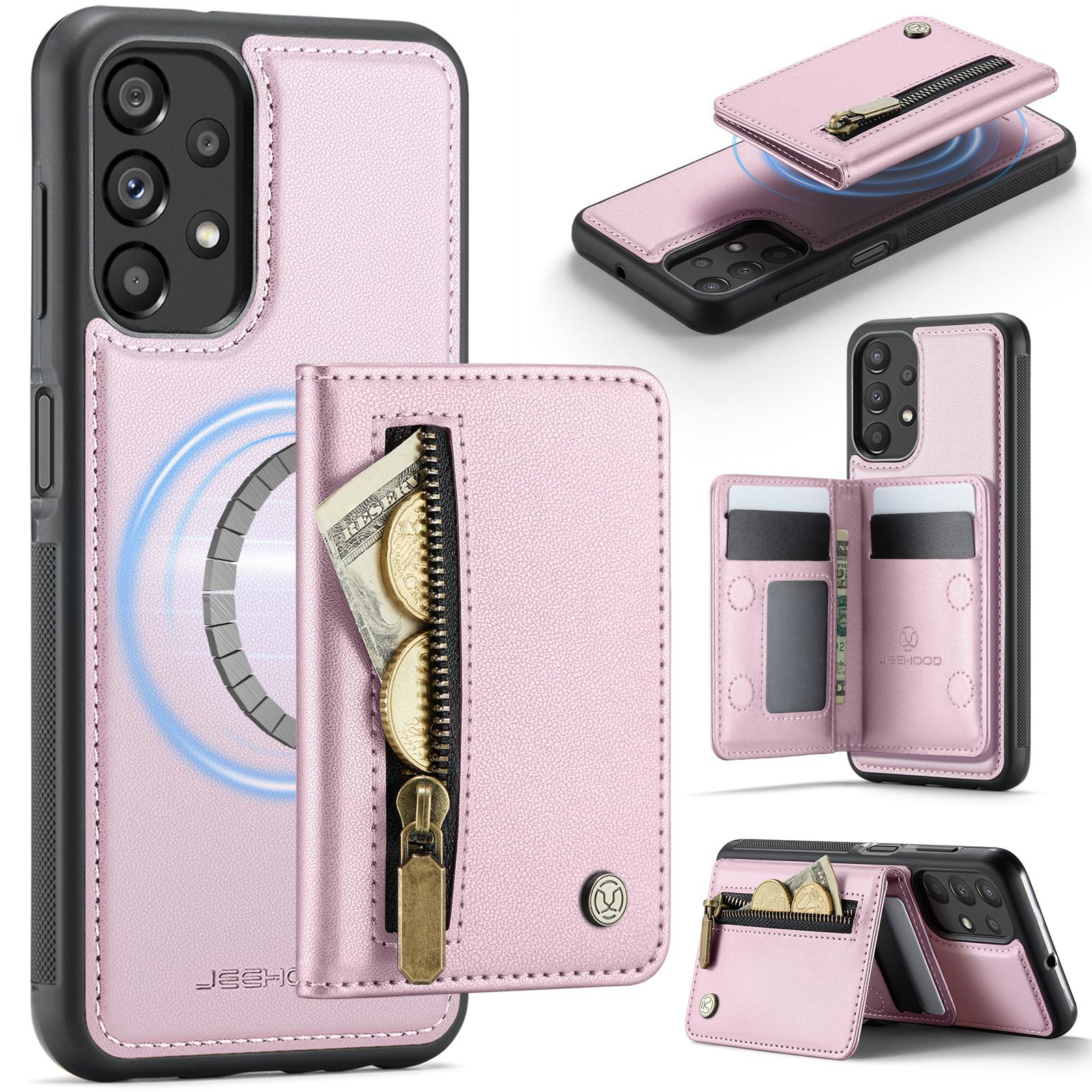 

For Samsung Galaxy A23 5G (Global)/Galaxy A23 4G Case JEEHOOD J12 Magnetic Detachable Zipper Wallet Kickstand Leather Back Cover Magnetic Case