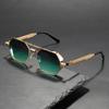 1 ks Retro Zlaté Polygony Gradient Sluneční Brýle, Unisex Steampunk Styl, Odolné Módní Pro Street & Každodenní Nošení