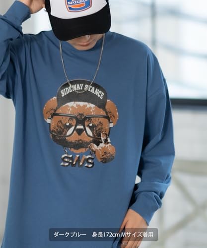 IMPROMES Casual SIDEWAYSTANCE Cheese Bear Long Sleeve T-Shirt, Men's, Black