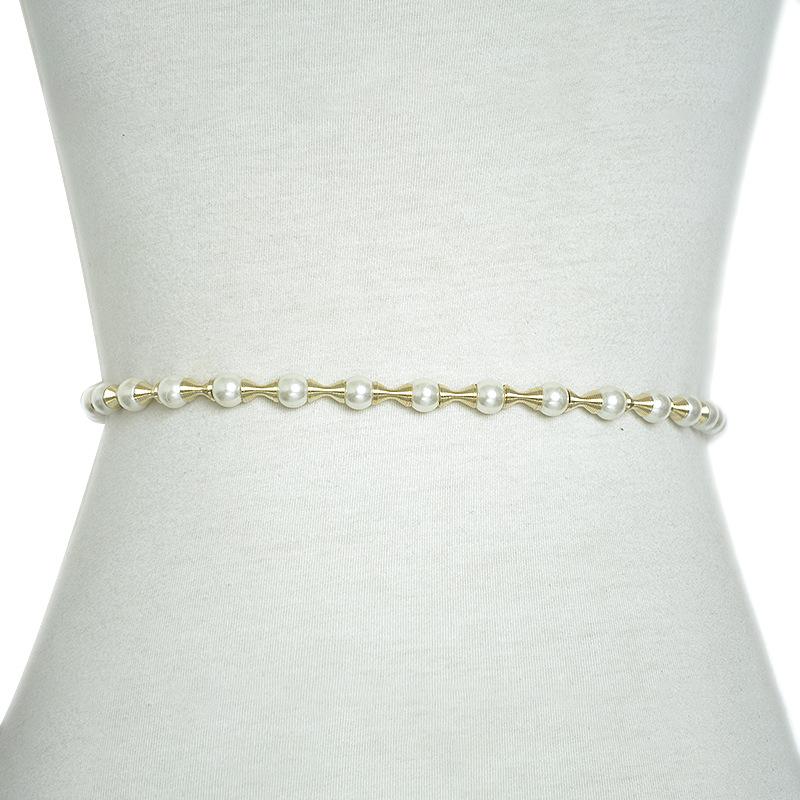 Meier New women s pearl waist chain - sweet pearl-strung waist cord - slim belt 100-135CM жемчужный